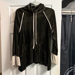 THML Black and Cream Hooded Top